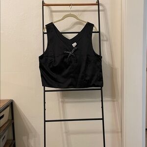 NWT Anthropologie Maeve Black Top with Rhinestone Bow